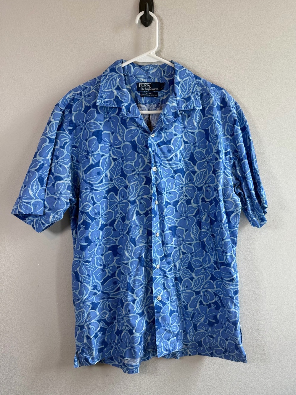 Ralph Lauren Blue Floral Short-Sleeve Button Down Shirt